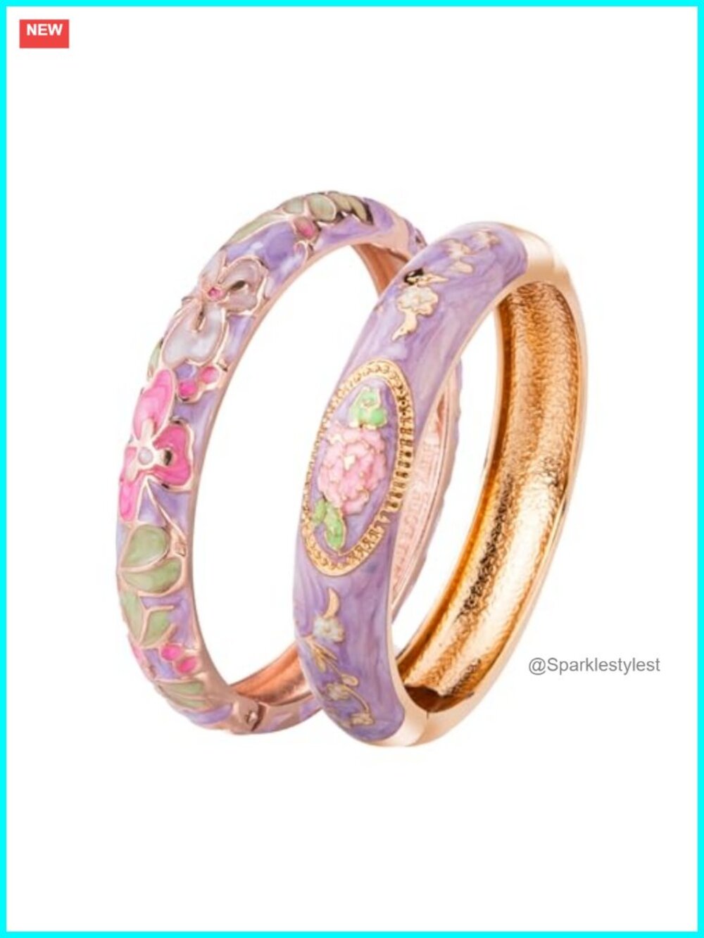 UJOY Cloisonne Enamel Bangle Bracelet Set Gold Plated Handcrafted Gift for Women